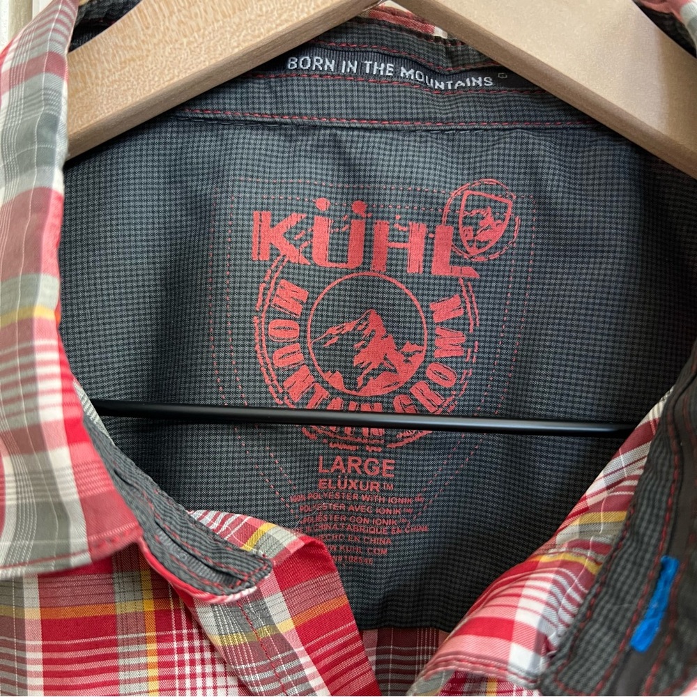 Kuhl Mens Eluxur Short Sleeve Button Down Shirt in Red Plaid, Size L - Picture 6 of 9